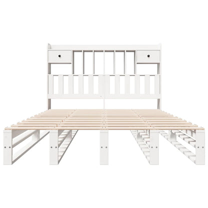 vidaXL Bookcase Bed without Mattress White 150x200 cm King Size Solid Wood Pine 4