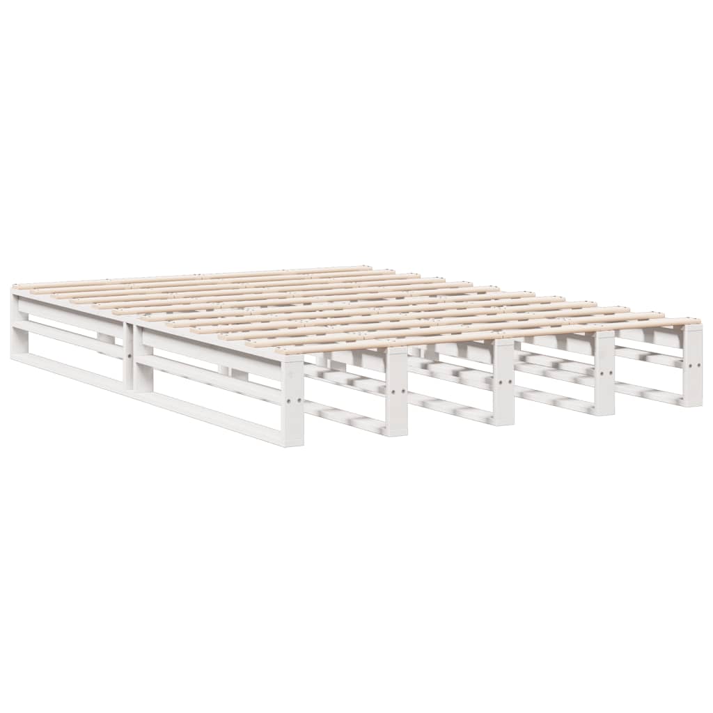 vidaXL Bookcase Bed without Mattress White 150x200 cm King Size Solid Wood Pine 5