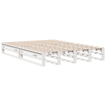 vidaXL Bookcase Bed without Mattress White 150x200 cm King Size Solid Wood Pine 5