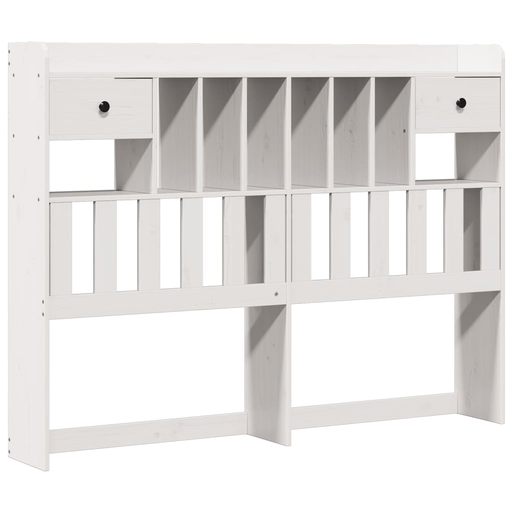 vidaXL Bookcase Bed without Mattress White 150x200 cm King Size Solid Wood Pine 6