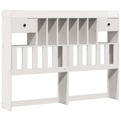 vidaXL Bookcase Bed without Mattress White 150x200 cm King Size Solid Wood Pine 6