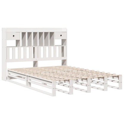 vidaXL Bookcase Bed without Mattress White 160x200 cm Solid Wood Pine 3