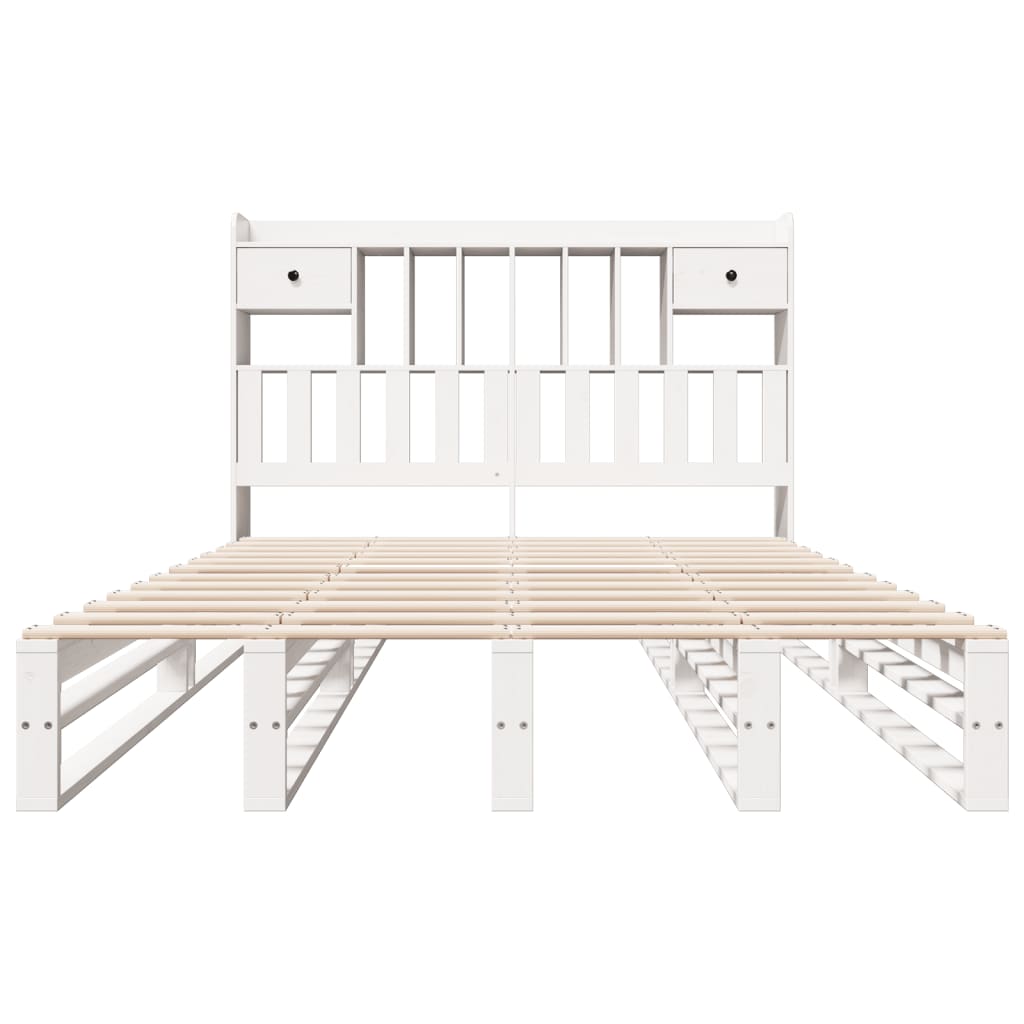 vidaXL Bookcase Bed without Mattress White 160x200 cm Solid Wood Pine 4