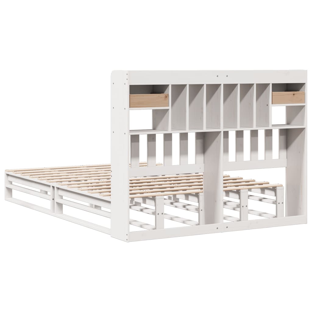 vidaXL Bookcase Bed without Mattress White 160x200 cm Solid Wood Pine 6