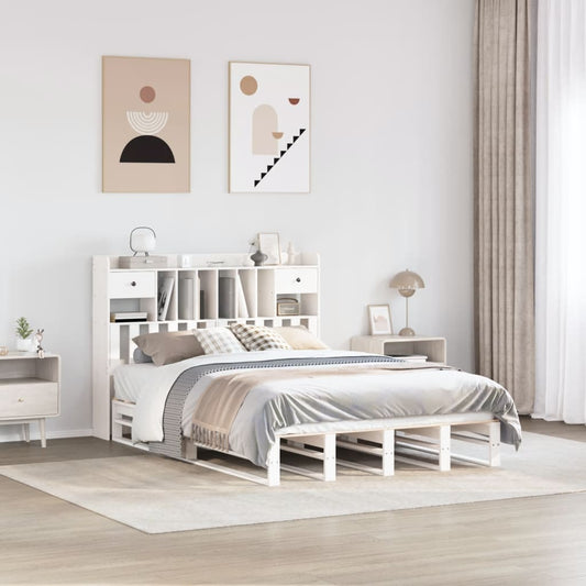 vidaXL Bookcase Bed without Mattress White 160x200 cm Solid Wood Pine 1