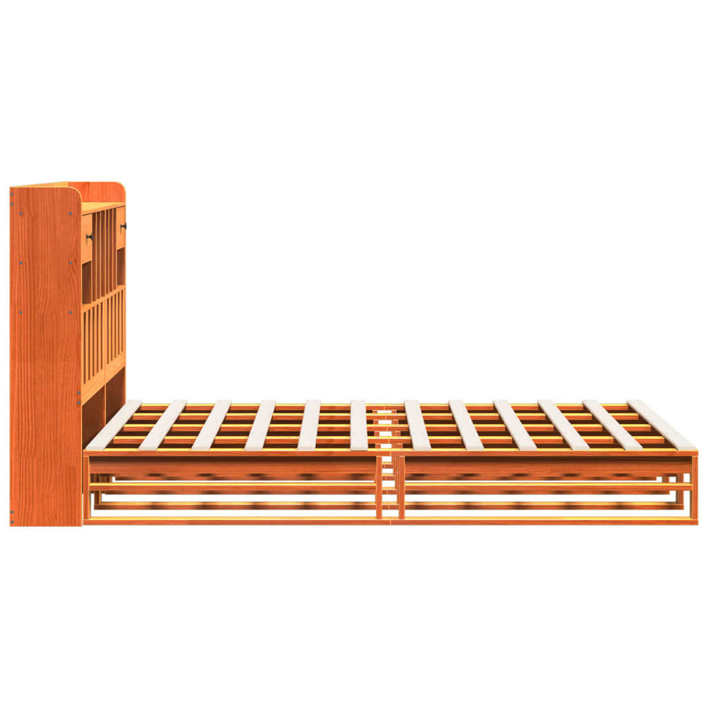 vidaXL Bookcase Bed without Mattress Wax Brown 160x200 cm Solid Wood Pine 5