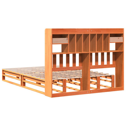 vidaXL Bookcase Bed without Mattress Wax Brown 160x200 cm Solid Wood Pine 6
