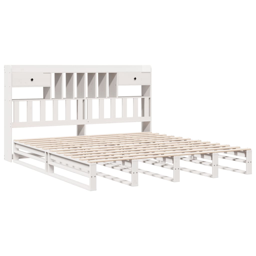 vidaXL Bookcase Bed without Mattress White 180x200 cm Solid Wood Pine 3
