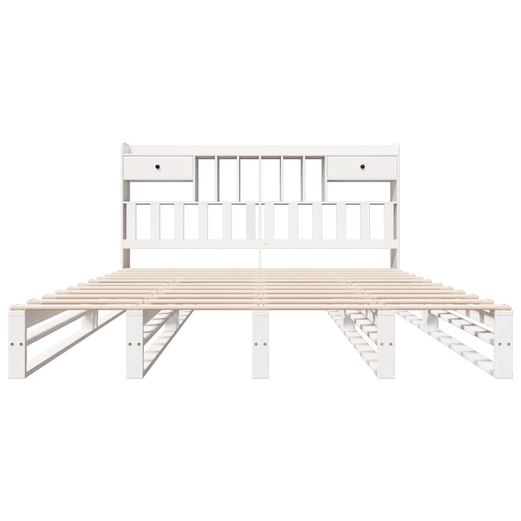vidaXL Bookcase Bed without Mattress White 180x200 cm Solid Wood Pine 4