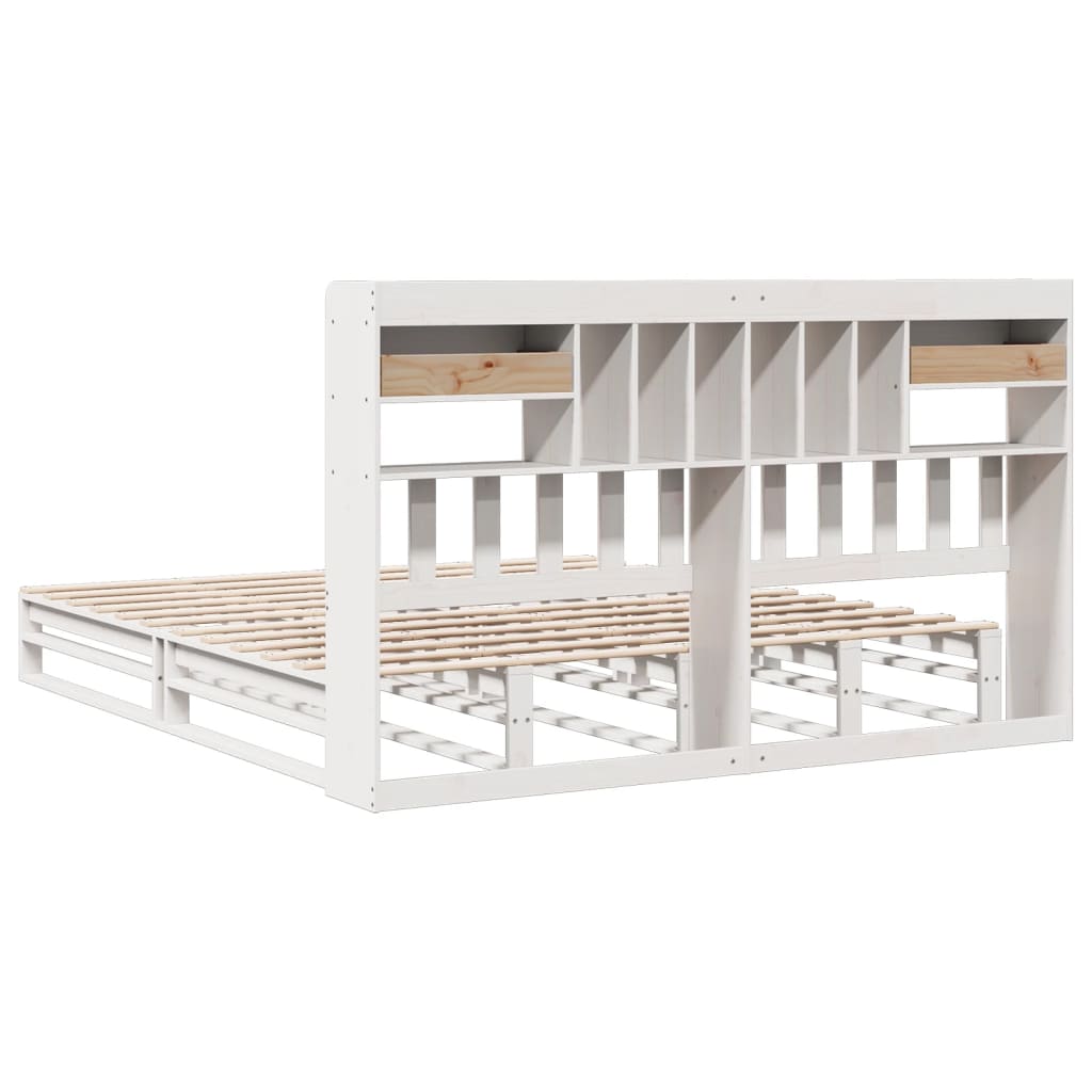 vidaXL Bookcase Bed without Mattress White 180x200 cm Solid Wood Pine 6
