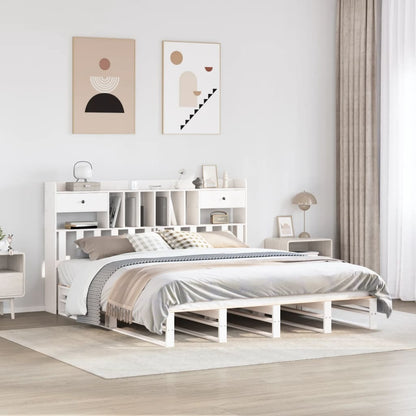 vidaXL Bookcase Bed without Mattress White 180x200 cm Solid Wood Pine 1