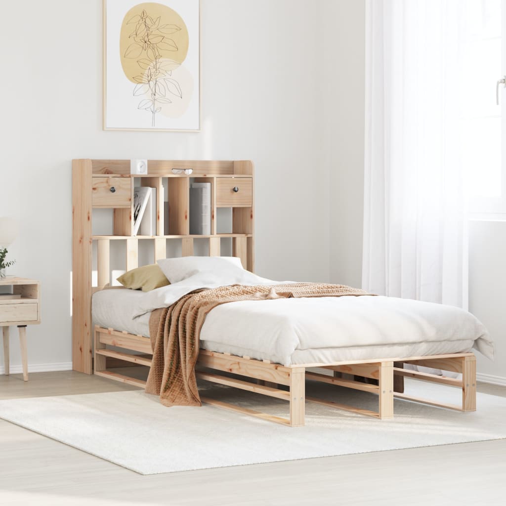 vidaXL Bookcase Bed without Mattress Solid Wood Pine