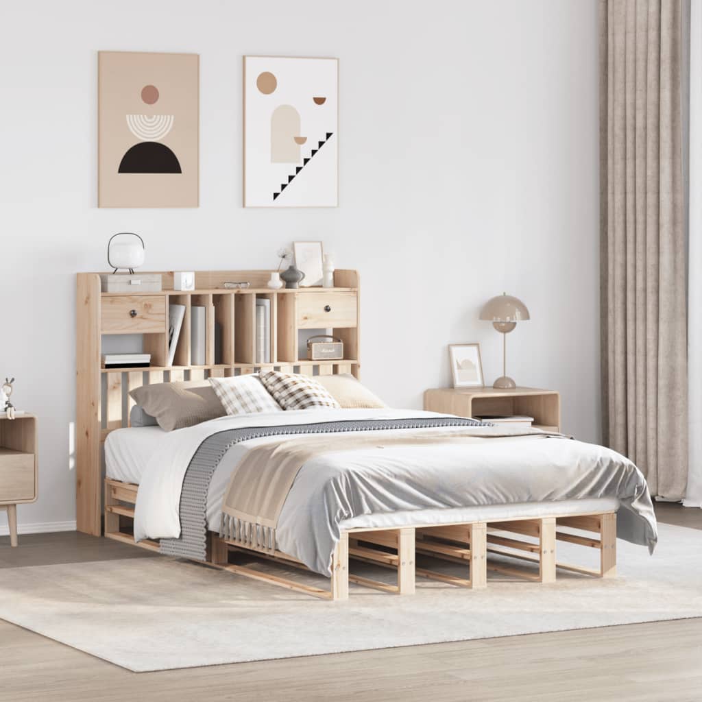 vidaXL Bookcase Bed without Mattress Solid Wood Pine