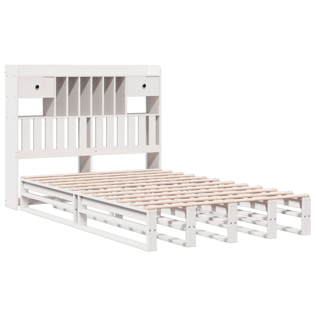 vidaXL Bookcase Bed without Mattress White 135x190 cm Solid Wood Pine 3