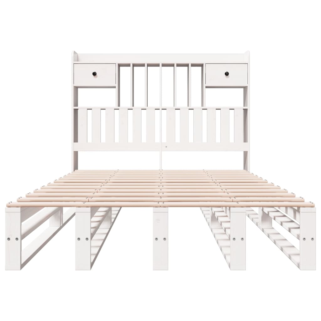 vidaXL Bookcase Bed without Mattress White 135x190 cm Solid Wood Pine 4