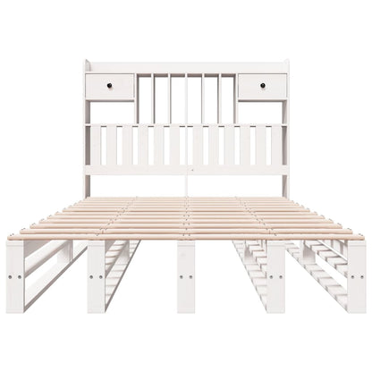 vidaXL Bookcase Bed without Mattress White 135x190 cm Solid Wood Pine 4