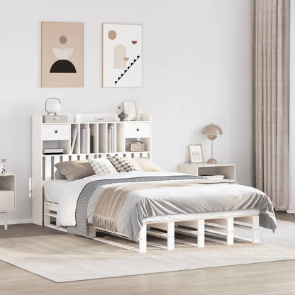 vidaXL Bookcase Bed without Mattress White 135x190 cm Solid Wood Pine 1
