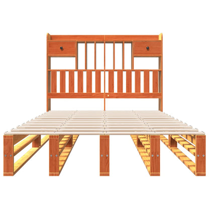 vidaXL Bookcase Bed without Mattress Wax Brown 135x190 cm Solid Wood Pine 4