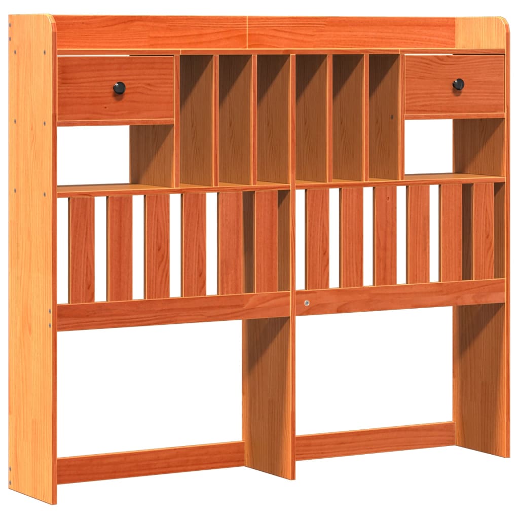 vidaXL Bookcase Bed without Mattress Wax Brown 135x190 cm Solid Wood Pine 6