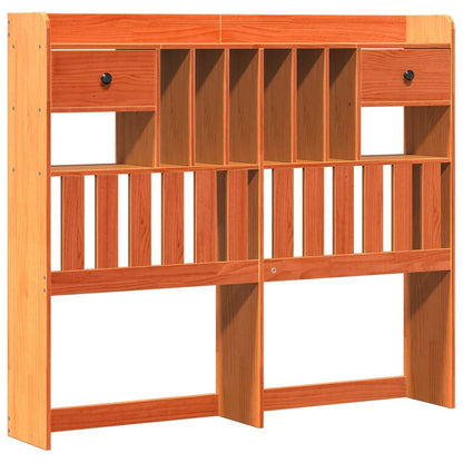 vidaXL Bookcase Bed without Mattress Wax Brown 135x190 cm Solid Wood Pine 6