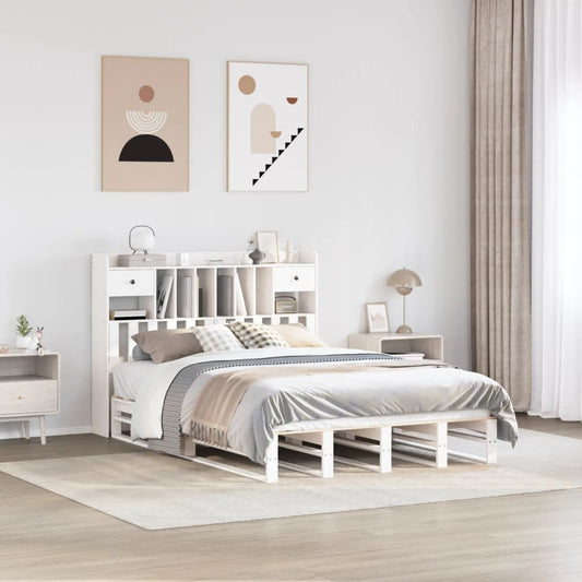 vidaXL Bookcase Bed without Mattress White 140x190 cm Solid Wood Pine 1