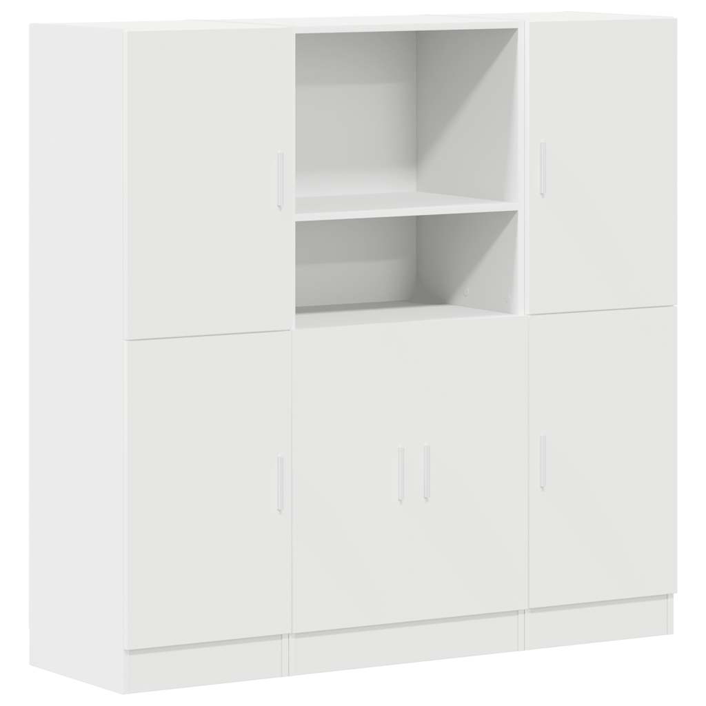 vidaXL 3 Piece Kitchen Cabinet Set White Engineered Wood 2