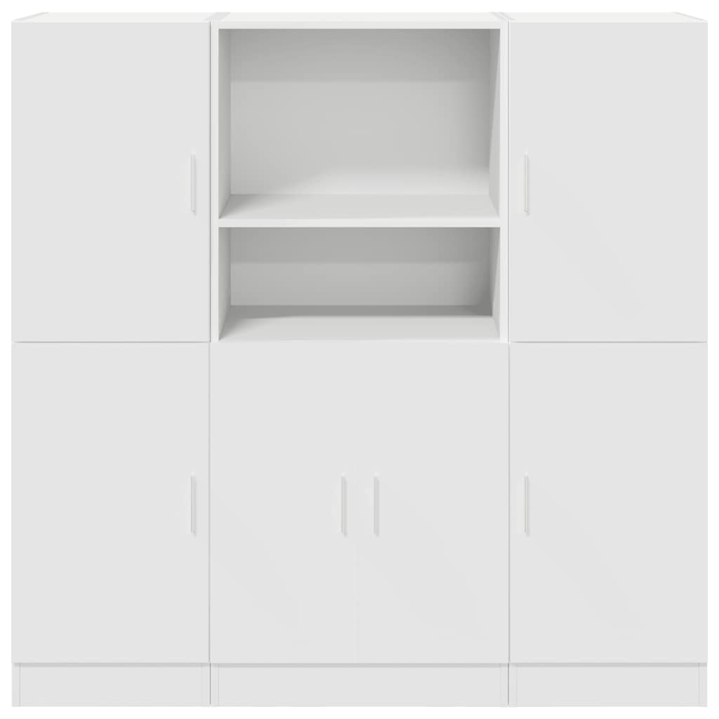 vidaXL 3 Piece Kitchen Cabinet Set White Engineered Wood 5