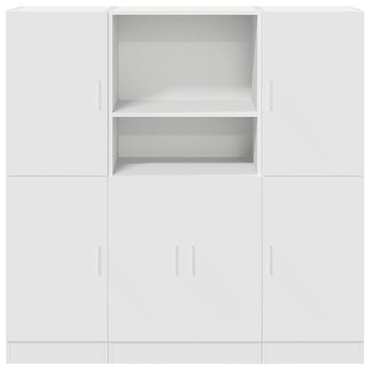 vidaXL 3 Piece Kitchen Cabinet Set White Engineered Wood 5