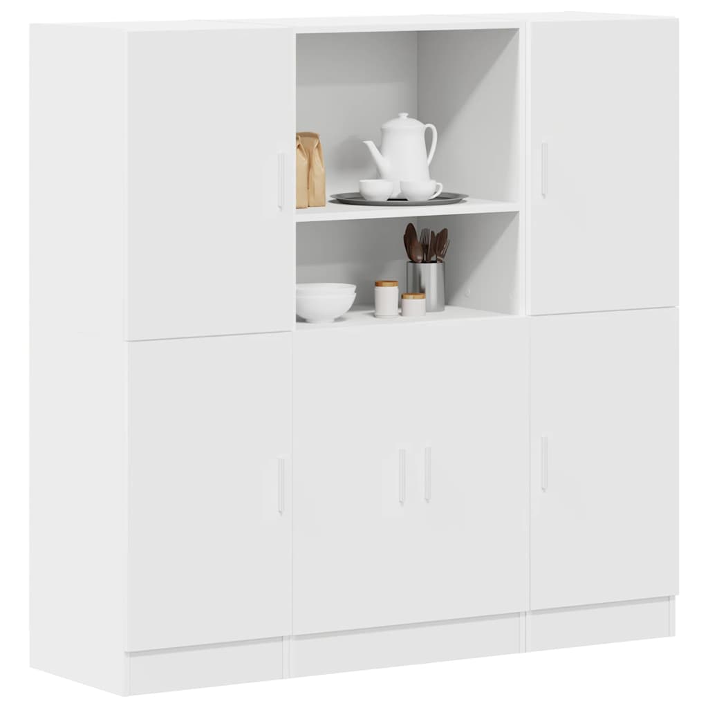 vidaXL 3 Piece Kitchen Cabinet Set White Engineered Wood 1