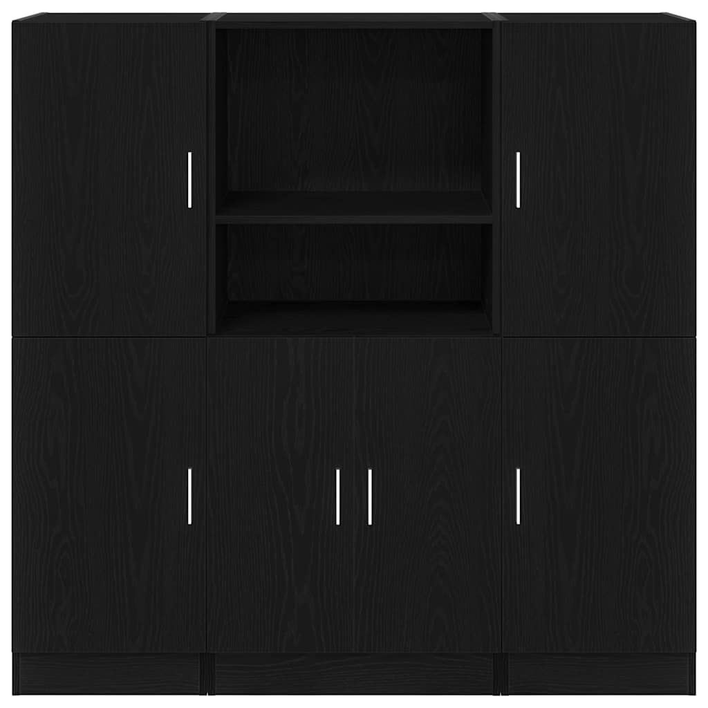 vidaXL 3 Piece Kitchen Cabinet Set Black Engineered Wood 5