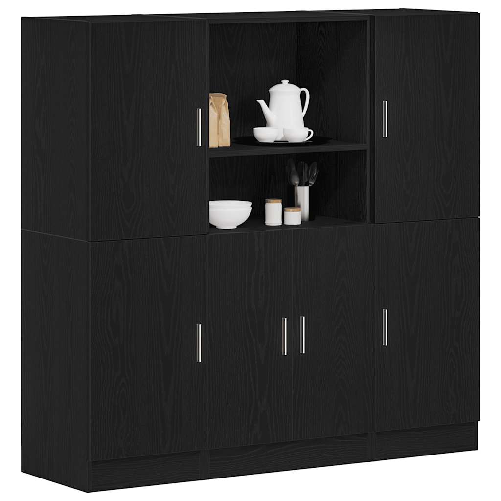 vidaXL 3 Piece Kitchen Cabinet Set Black Engineered Wood 1