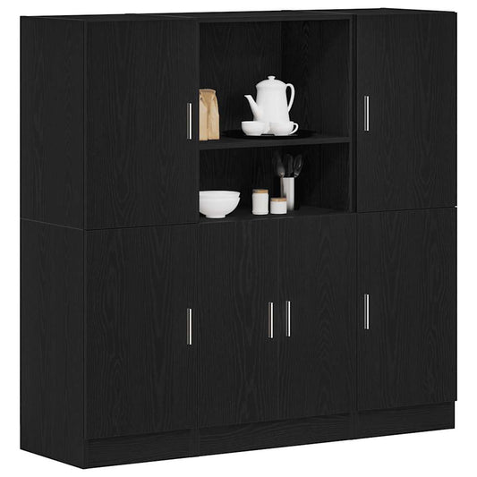 vidaXL 3 Piece Kitchen Cabinet Set Black Engineered Wood 1