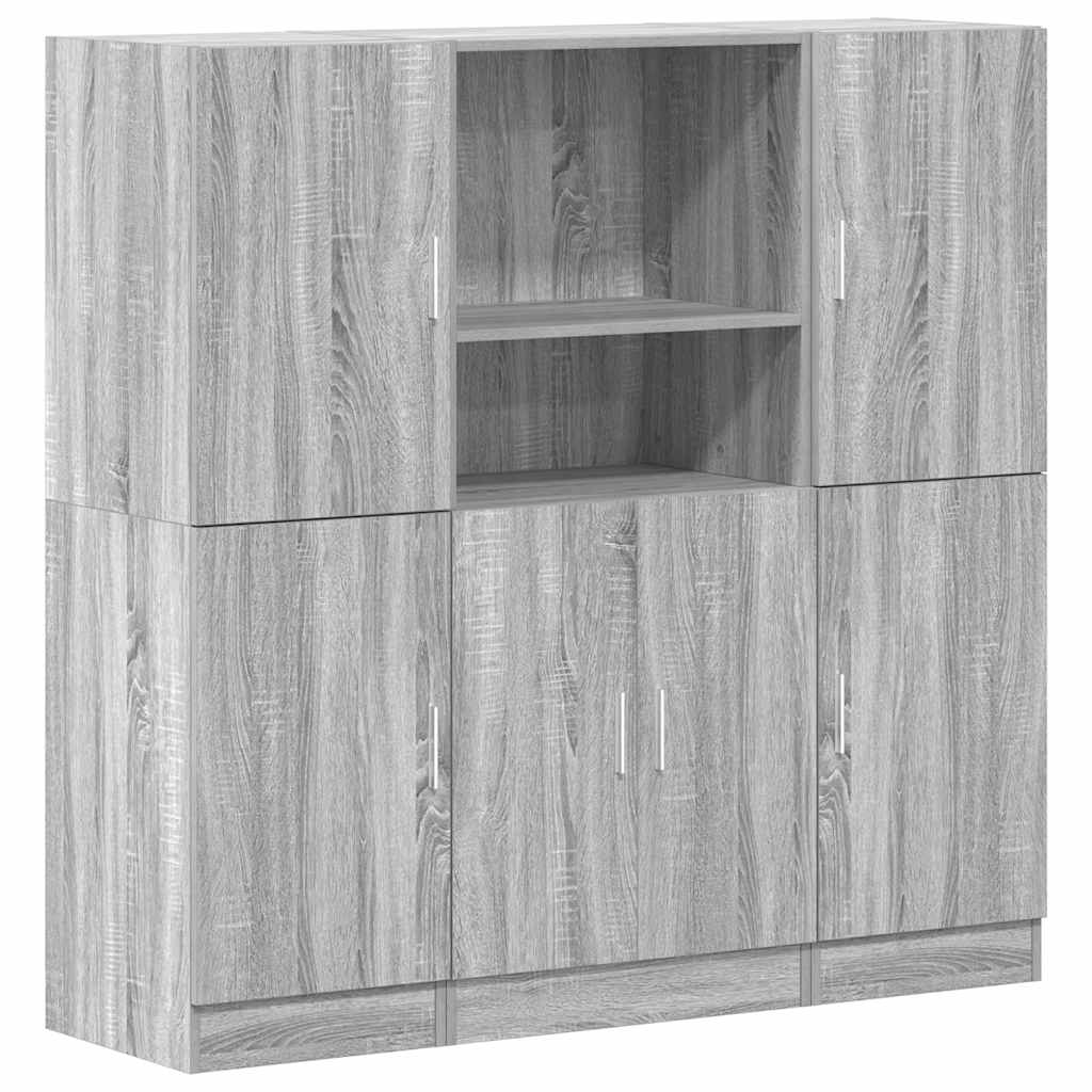 vidaXL 3 Piece Kitchen Cabinet Set Grey Sonoma Engineered Wood 2