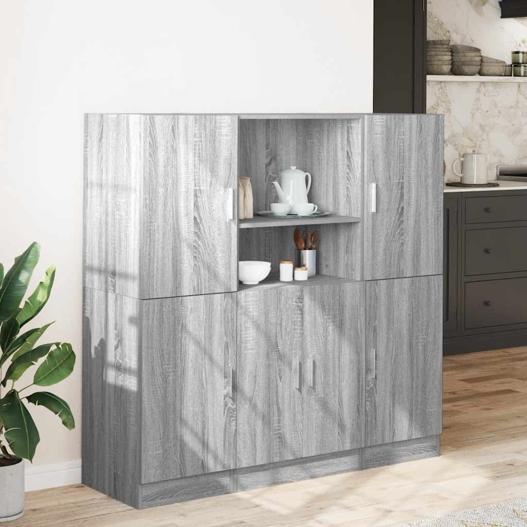 vidaXL 3 Piece Kitchen Cabinet Set Grey Sonoma Engineered Wood 3