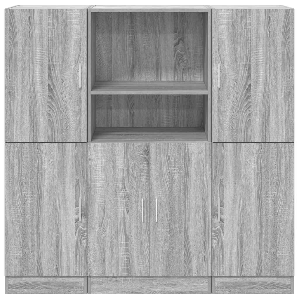 vidaXL 3 Piece Kitchen Cabinet Set Grey Sonoma Engineered Wood 5