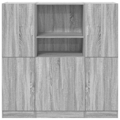 vidaXL 3 Piece Kitchen Cabinet Set Grey Sonoma Engineered Wood 5