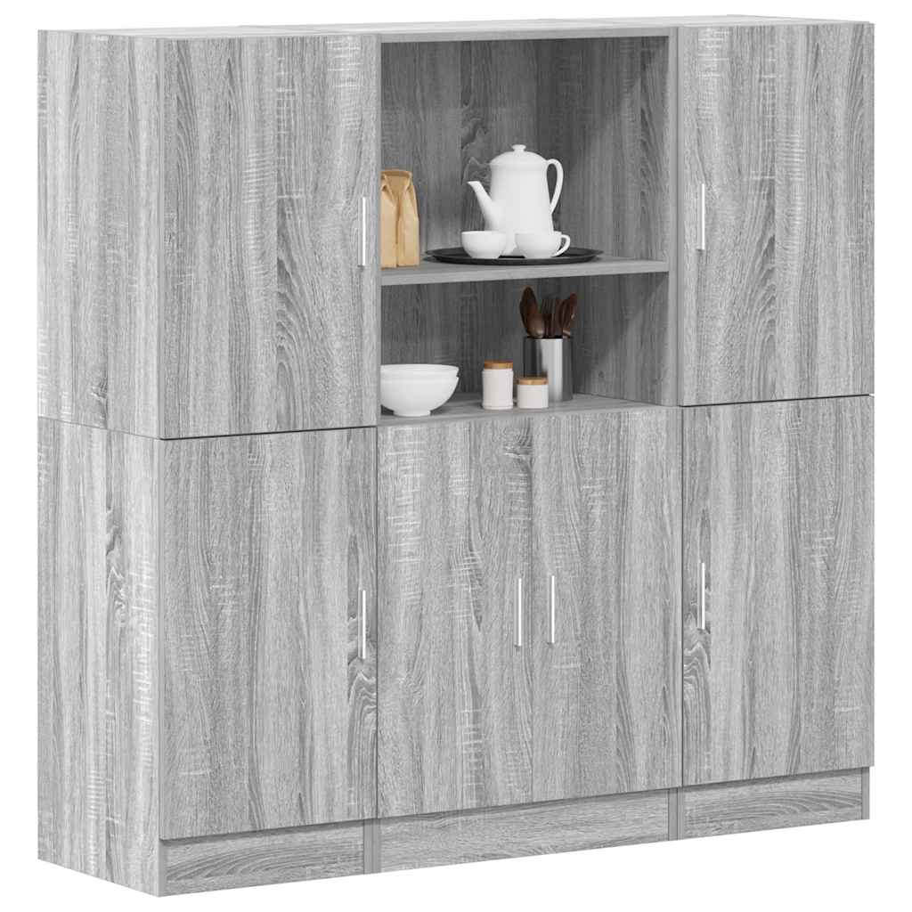 vidaXL 3 Piece Kitchen Cabinet Set Grey Sonoma Engineered Wood 1
