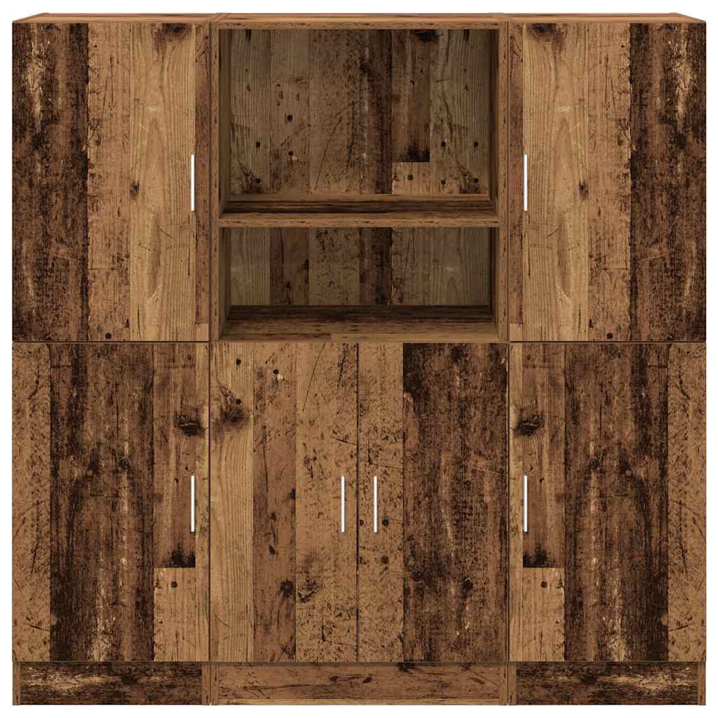 vidaXL 3 Piece Kitchen Cabinet Set Old Wood Engineered Wood 5