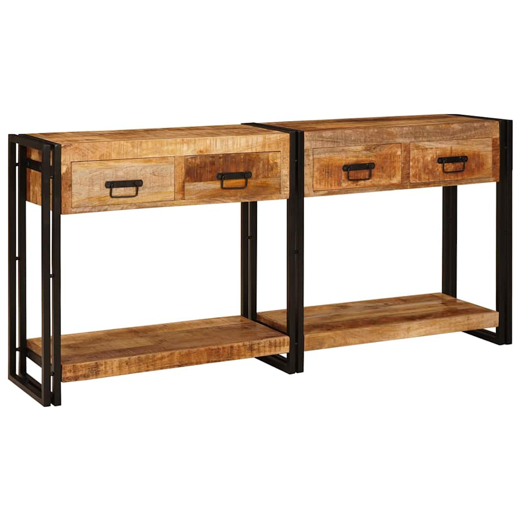 vidaXL Console Tables 2 pcs Brown 161 x 33 x 75 cm Solid Mango Wood 1