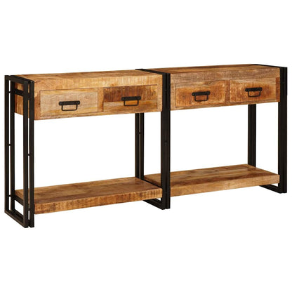 vidaXL Console Tables 2 pcs Brown 161 x 33 x 75 cm Solid Mango Wood 1