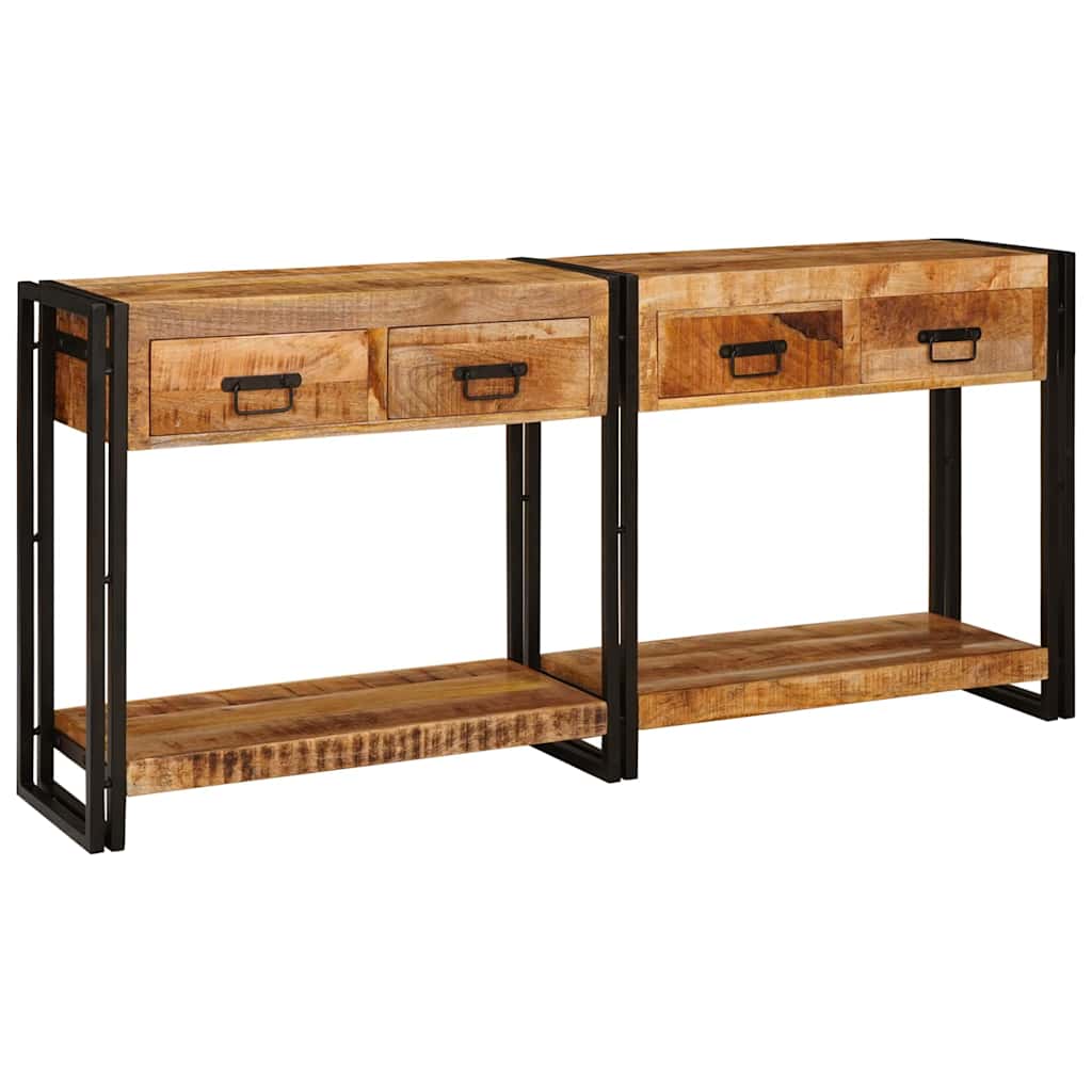 vidaXL Console Tables 2 pcs Brown 161 x 33 x 75 cm Solid Mango Wood 2