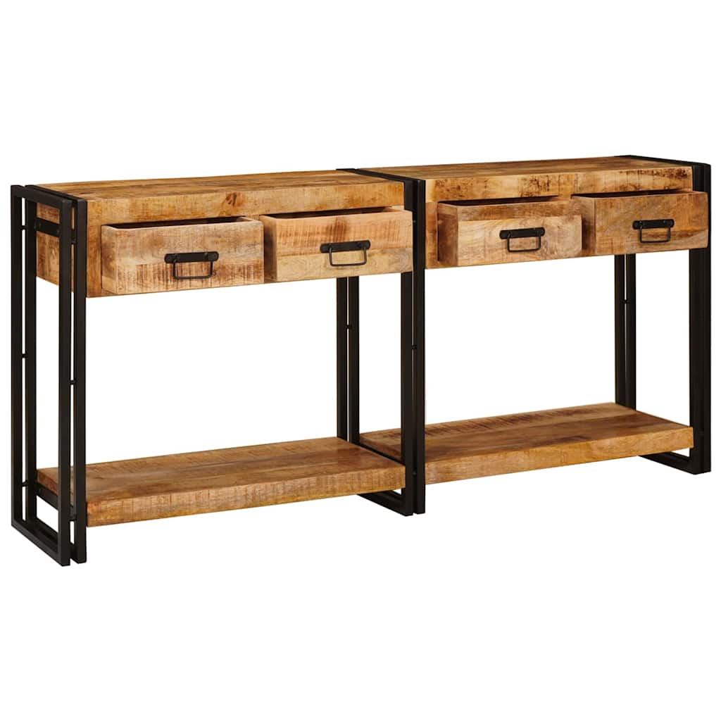 vidaXL Console Tables 2 pcs Brown 161 x 33 x 75 cm Solid Mango Wood 3