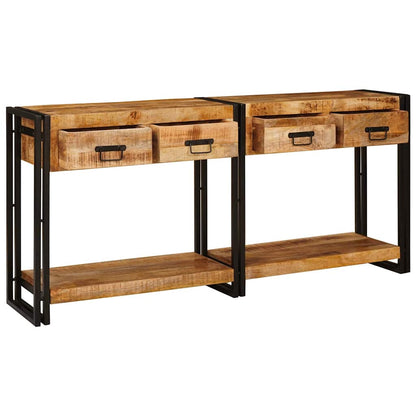vidaXL Console Tables 2 pcs Brown 161 x 33 x 75 cm Solid Mango Wood 3