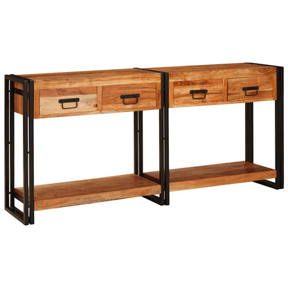 vidaXL Console Tables 2 pcs Brown 161 x 33 x 75 cm Solid Acacia Wood 1