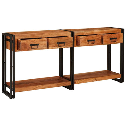 vidaXL Console Tables 2 pcs Brown 161 x 33 x 75 cm Solid Acacia Wood 3