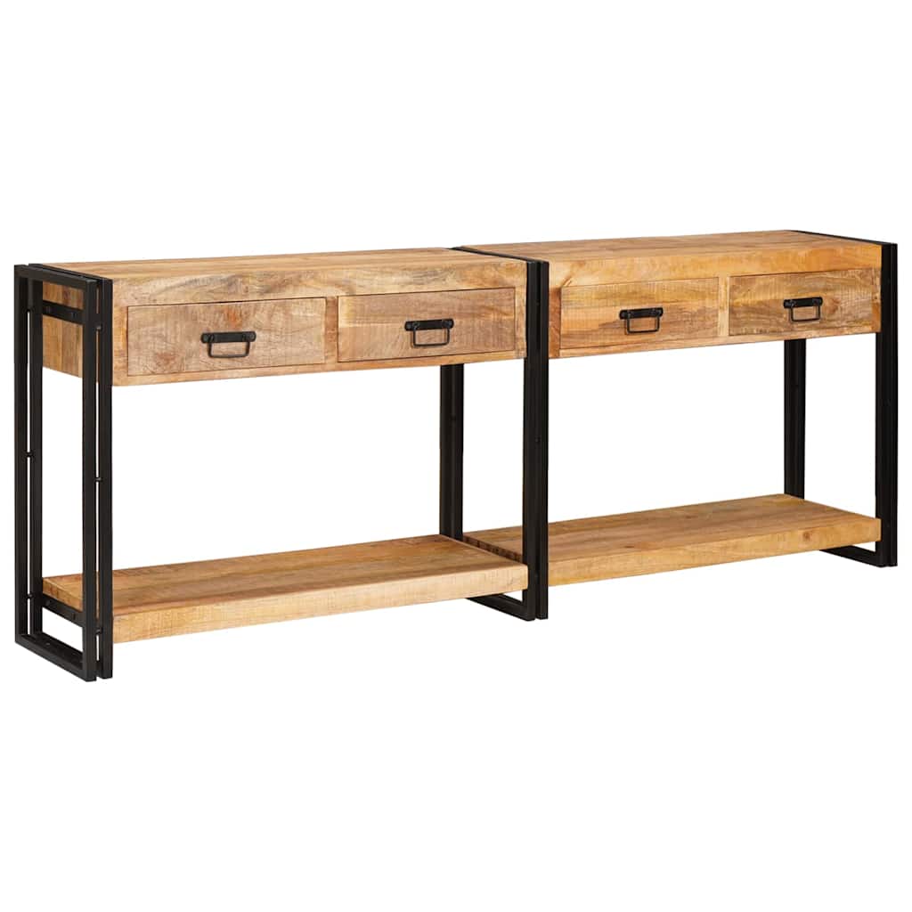 vidaXL Console Tables 2 pcs Brown 200 x 33 x 75 cm Solid Mango Wood 1