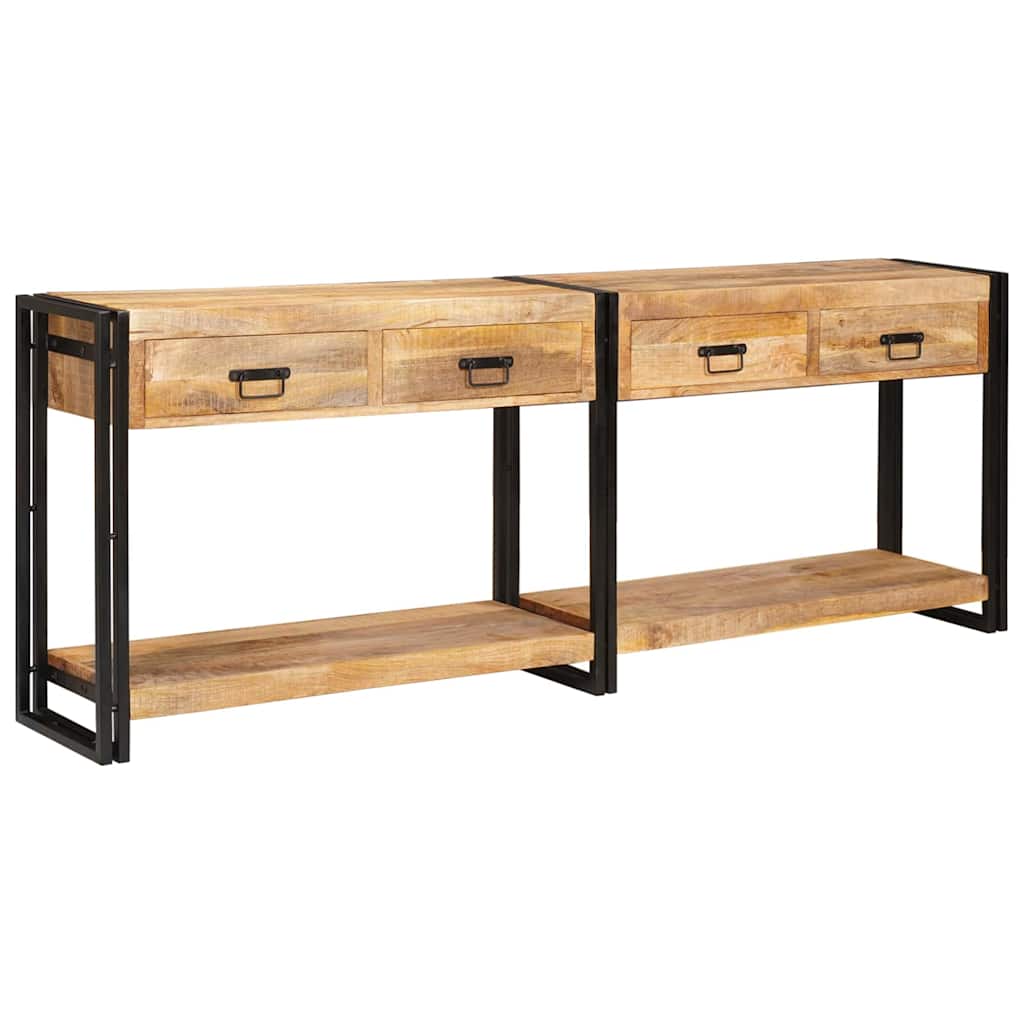 vidaXL Console Tables 2 pcs Brown 200 x 33 x 75 cm Solid Mango Wood 3