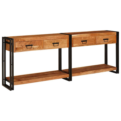 vidaXL Console Tables 2 pcs Brown 200 x 33 x 75 cm Solid Acacia Wood 1