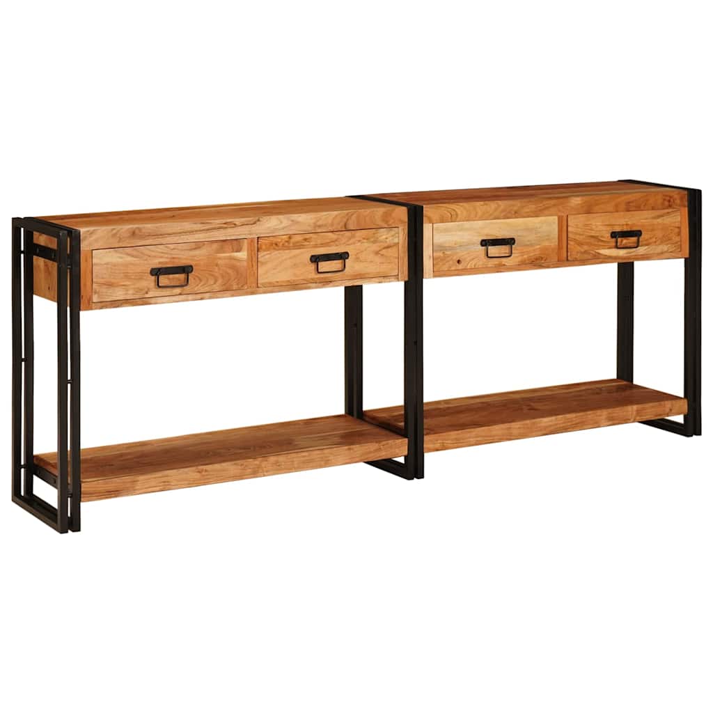 vidaXL Console Tables 2 pcs Brown 200 x 33 x 75 cm Solid Acacia Wood 2
