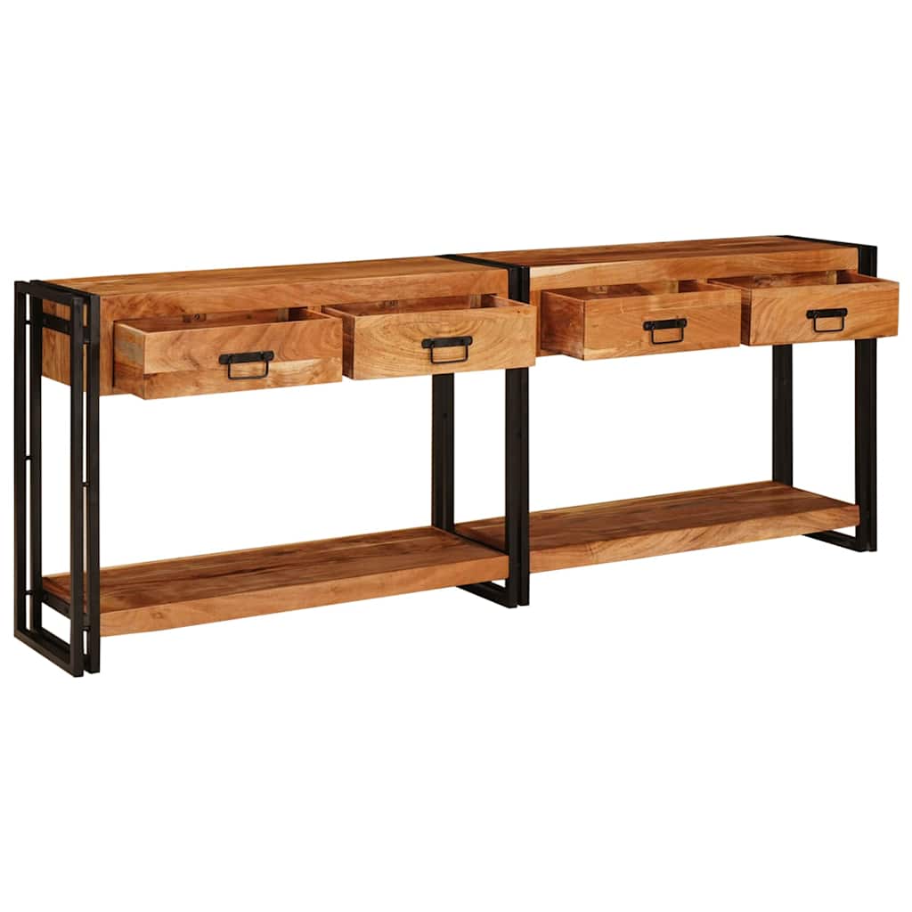 vidaXL Console Tables 2 pcs Brown 200 x 33 x 75 cm Solid Acacia Wood 4